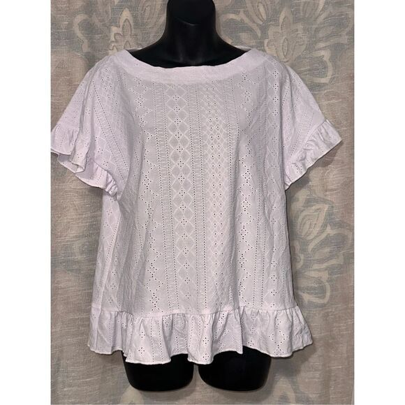 NEW WITH TAGS Counterparts white  flare Sleeves Blouse Shirt Sz small white - Picture 1 of 5